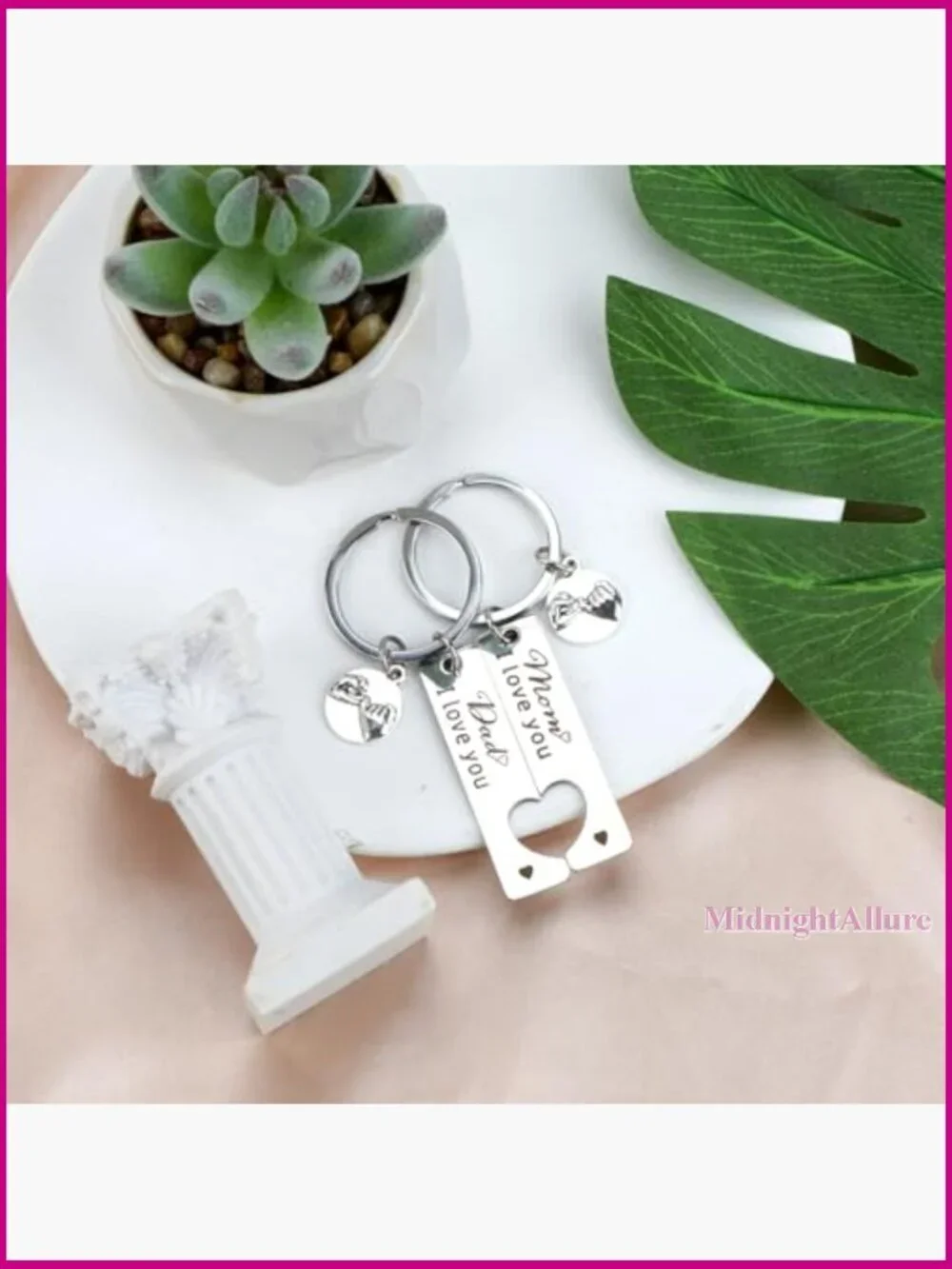 Couple Matching Keychain Set - Gift for Him or Her - Stainless Steel Dad Mom
